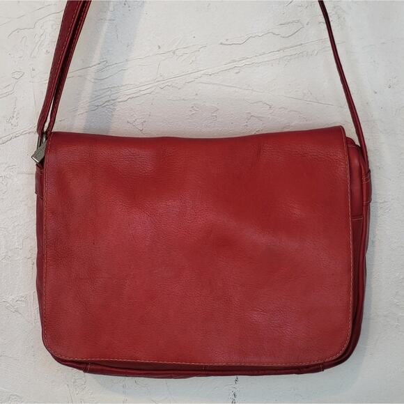 Le Donna Full Flap Over Red Leather Cross Over/ Shoulder Bag - Picture 5 of 16